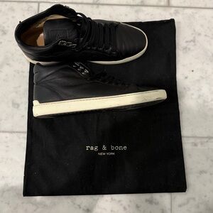 Rag and Bone Kent Sneaker Black Leather Lace Up High Top Size 10 Women’s